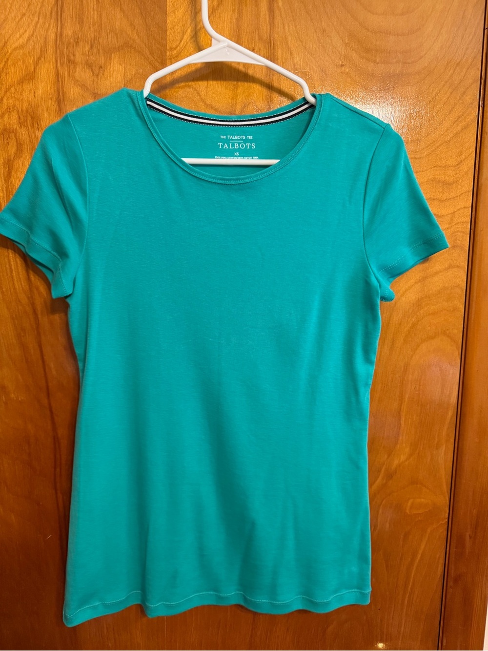 Talbots Short-Sleeve Crewneck Tee in Teal Green